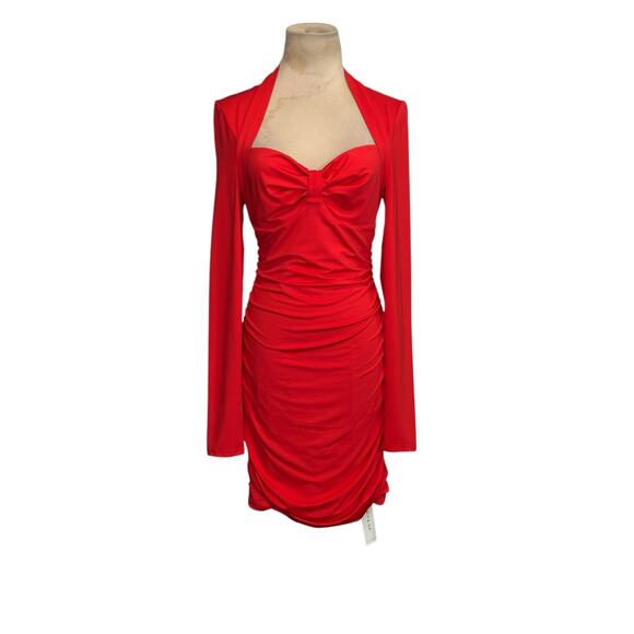 Uryiao red long sleeves bodycon mini dress size medium - Picture 15 of 16